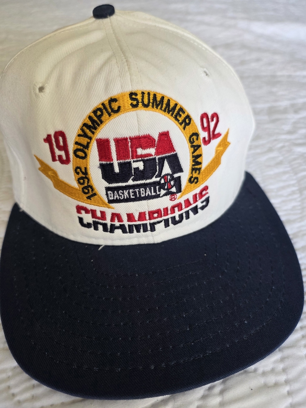 USA Basketball 1992 Champions Snapback Hat - White and Navy